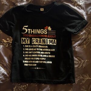 Black Kids' Graphic Tee - "5 Things You Should Know About My Grandma"